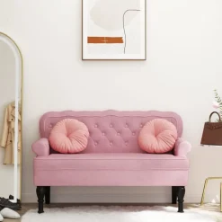 vidaXL Banco con respaldo terciopelo 119,5x64,5x75 cm Rosa