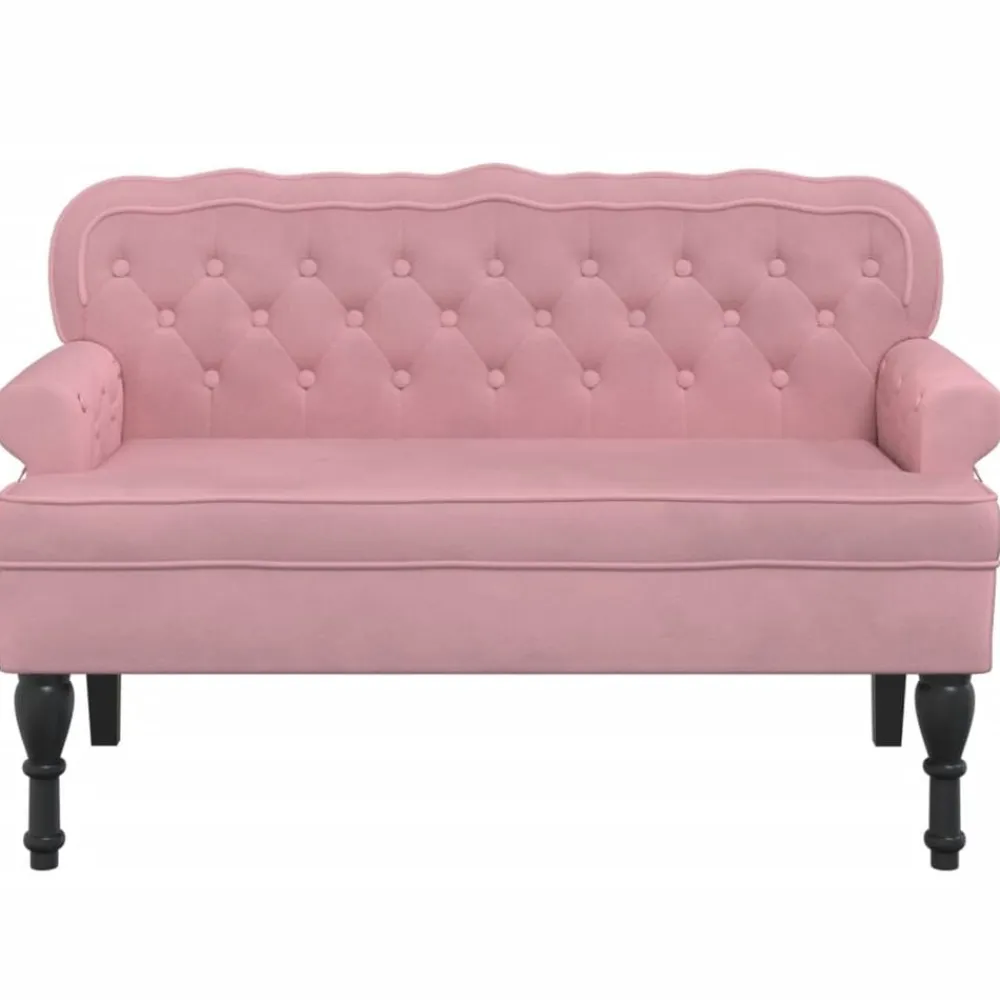 vidaXL Banco con respaldo terciopelo 119,5x64,5x75 cm Rosa