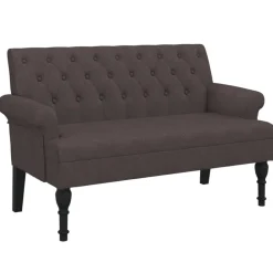 vidaXL Bancos-Banco con respaldo tela marrón oscuro 120x62x75,5 cm