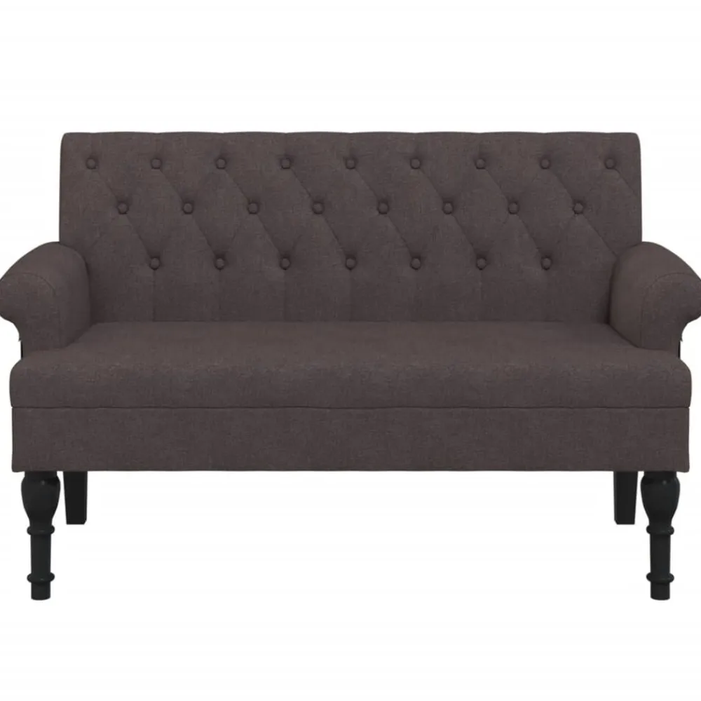 vidaXL Bancos-Banco con respaldo tela marrón oscuro 120x62x75,5 cm