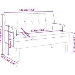 vidaXL Banco con respaldo cuero sintético 112x65,5x75 cm Gris Clearance