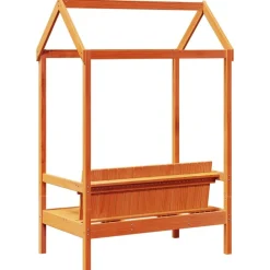 vidaXL Bancos-Banco con techo madera maciza pino marrón cera 117,5x70x176,5cm