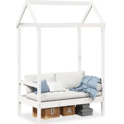 vidaXL Bancos-Banco con techo madera maciza de pino 117,5x70x176,5 cm