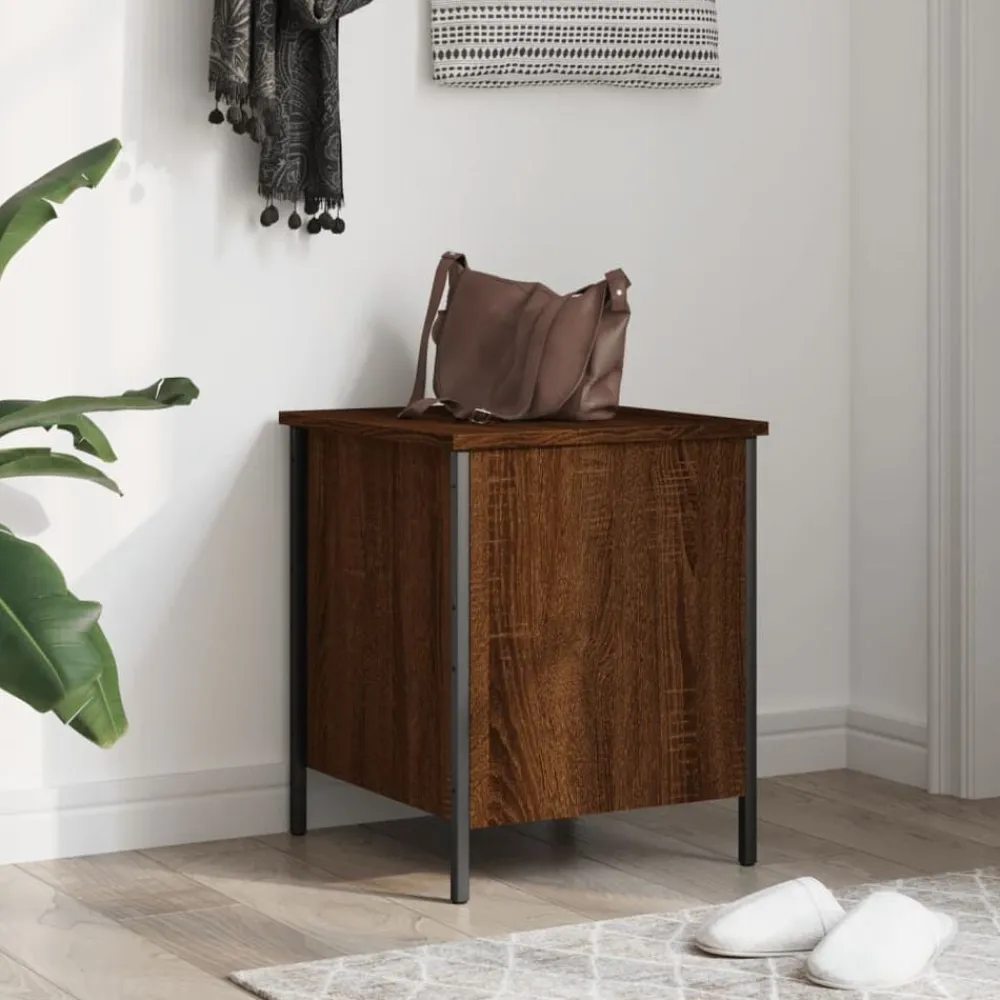 vidaXL Banco de almacenaje madera ingeniería roble marrón 40x42,5x50cm Marrón roble Online