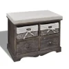 vidaXL Banco de almacenaje de madera de Paulownia marrón 62x33x42 cm New