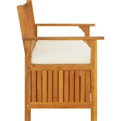 vidaXL Banco de almacenaje de jardín madera maciza acacia 120x63x84 cm Marr&oacute;n y blanco