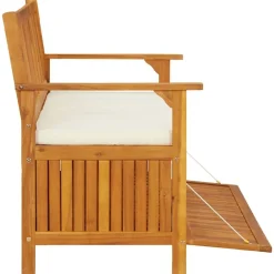 vidaXL Banco de almacenaje de jardín madera maciza acacia 120x63x84 cm Marr&oacute;n y blanco