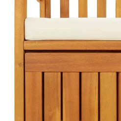 vidaXL Banco de almacenaje de jardín madera maciza acacia 120x63x84 cm Marr&oacute;n y blanco