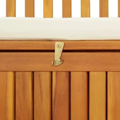 vidaXL Banco de almacenaje de jardín madera maciza acacia 120x63x84 cm Marr&oacute;n y blanco