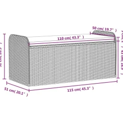 vidaXL Muebles De Jardín-Banco de almacenaje con cojín ratán sintético 115x51x52 cm