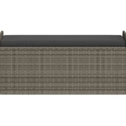 vidaXL Muebles De Jardín-Banco de almacenaje con cojín ratán sintético 115x51x52 cm