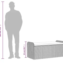 vidaXL Muebles De Jardín-Banco de almacenaje con cojín ratán sintético 115x51x52 cm