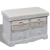 vidaXL Banco de almacenaje de madera de Paulownia blanco 62x33x42 cm Sale