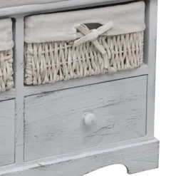 vidaXL Banco de almacenaje de madera de Paulownia blanco 62x33x42 cm Sale