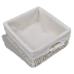 vidaXL Banco de almacenaje de madera de Paulownia blanco 62x33x42 cm Sale