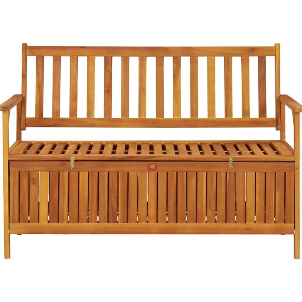 vidaXL Banco de almacenaje de jardín madera de acacia maciza 120 cm Marrón Clearance