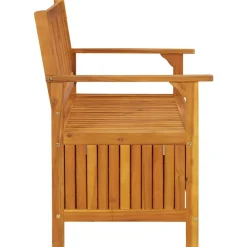 vidaXL Banco de almacenaje de jardín madera de acacia maciza 120 cm Marrón Clearance