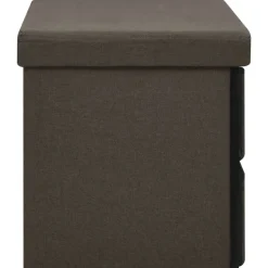 vidaXL Bancos-Banco de almacenaje plegable lino sintético marrón 76x38x38 cm