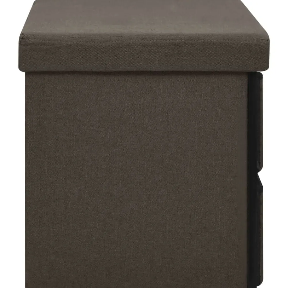 vidaXL Bancos-Banco de almacenaje plegable lino sintético marrón 76x38x38 cm