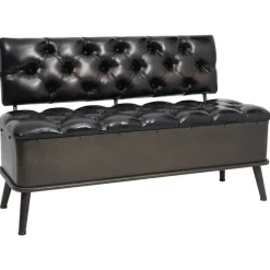 vidaXL Banco de almacenaje con respaldo cuero sintético 110 cm Negro Best