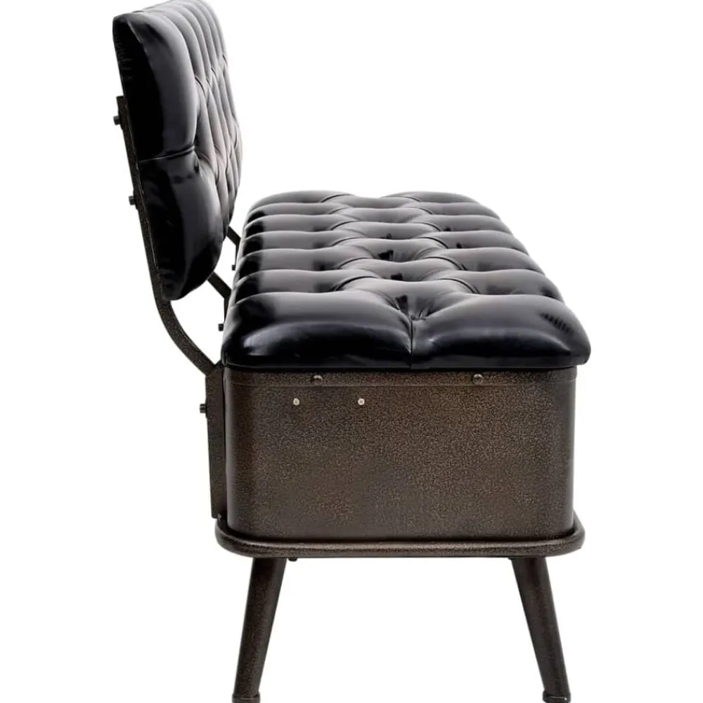 vidaXL Banco de almacenaje con respaldo cuero sintético 110 cm Negro Best