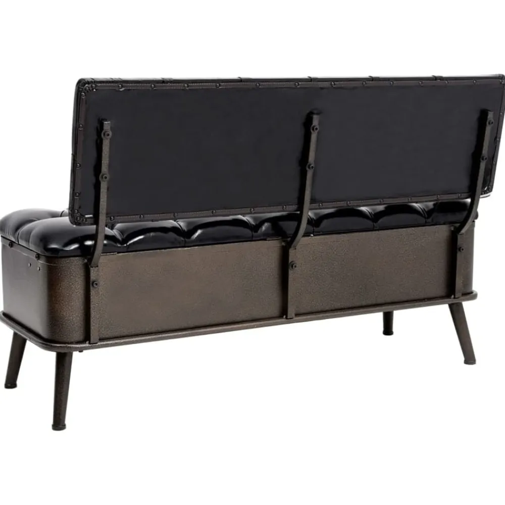 vidaXL Banco de almacenaje con respaldo cuero sintético 110 cm Negro Best