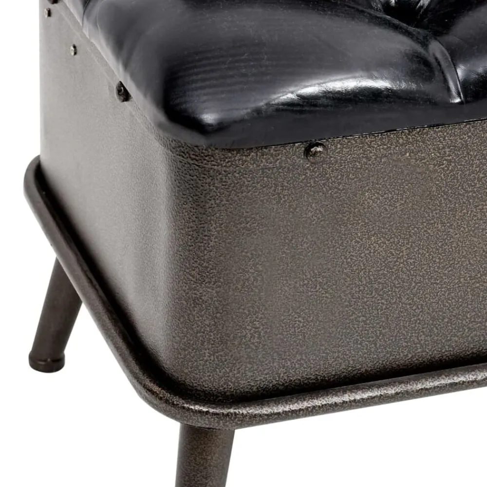 vidaXL Banco de almacenaje con respaldo cuero sintético 110 cm Negro Best
