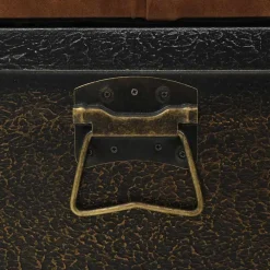 vidaXL Bancos-Banco de almacenaje madera maciza cuero sintético 80,5x41x50cm