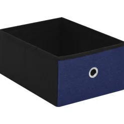 vidaXL Banco de almacenaje plegable lino sintético 76x38x38 cm Azul Discount