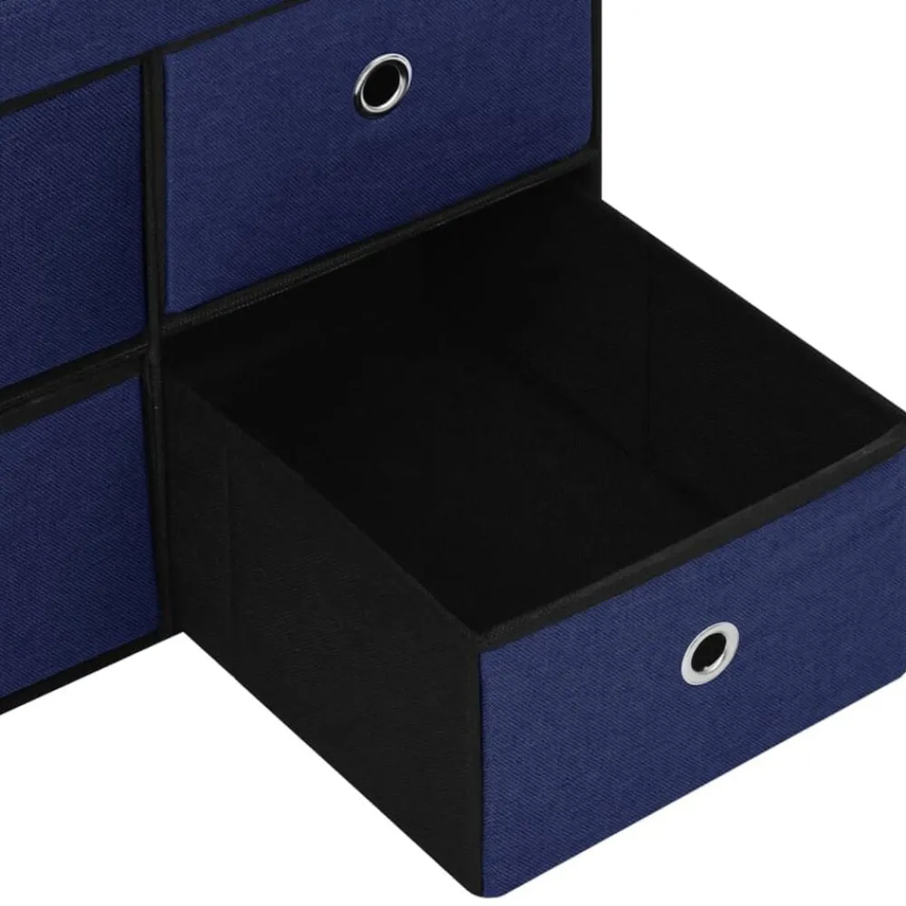 vidaXL Banco de almacenaje plegable lino sintético 76x38x38 cm Azul Discount