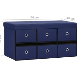 vidaXL Banco de almacenaje plegable lino sintético 76x38x38 cm Azul Discount