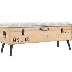 vidaXL Bancos-Banco de almacenaje madera maciza de abeto 110 cm