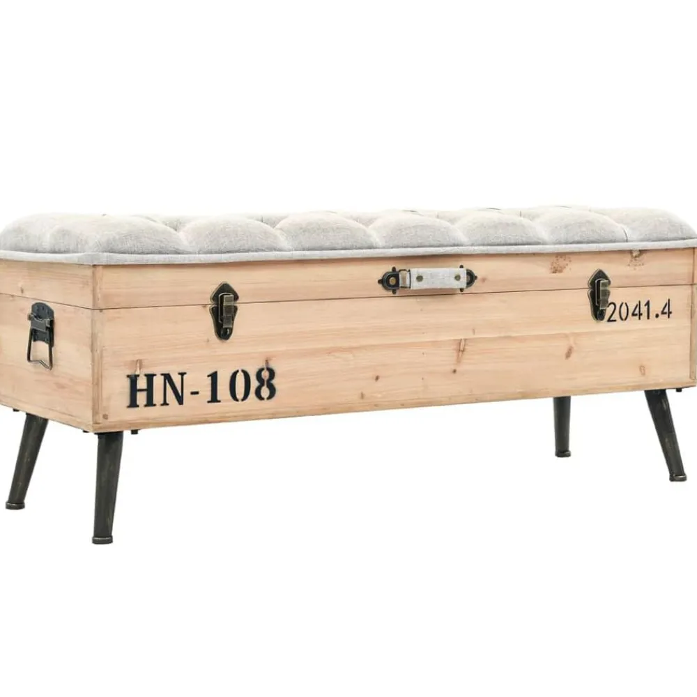 vidaXL Bancos-Banco de almacenaje madera maciza de abeto 110 cm