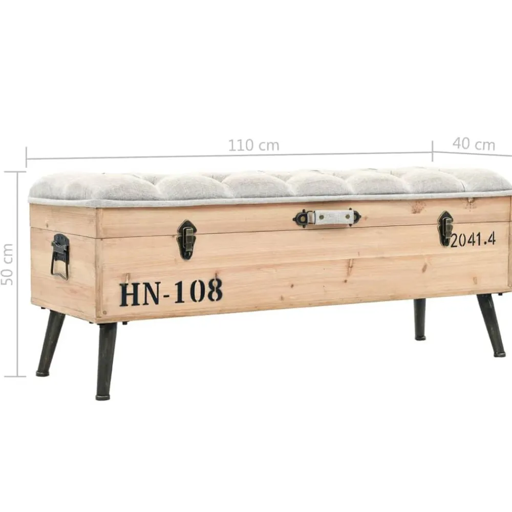 vidaXL Bancos-Banco de almacenaje madera maciza de abeto 110 cm