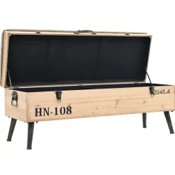 vidaXL Bancos-Banco de almacenaje madera maciza de abeto 110 cm