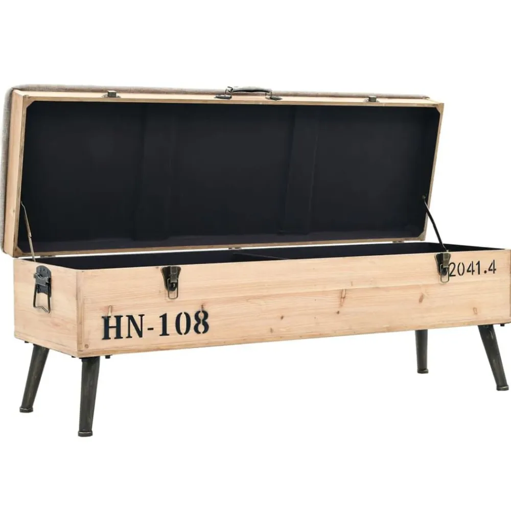 vidaXL Bancos-Banco de almacenaje madera maciza de abeto 110 cm