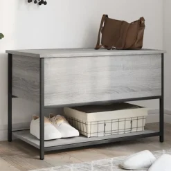 vidaXL Banco de almacenaje madera ingeniería 70x42,5x47 cm Gris sonoma Best