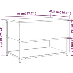 vidaXL Banco de almacenaje madera ingeniería 70x42,5x47 cm Gris sonoma Best