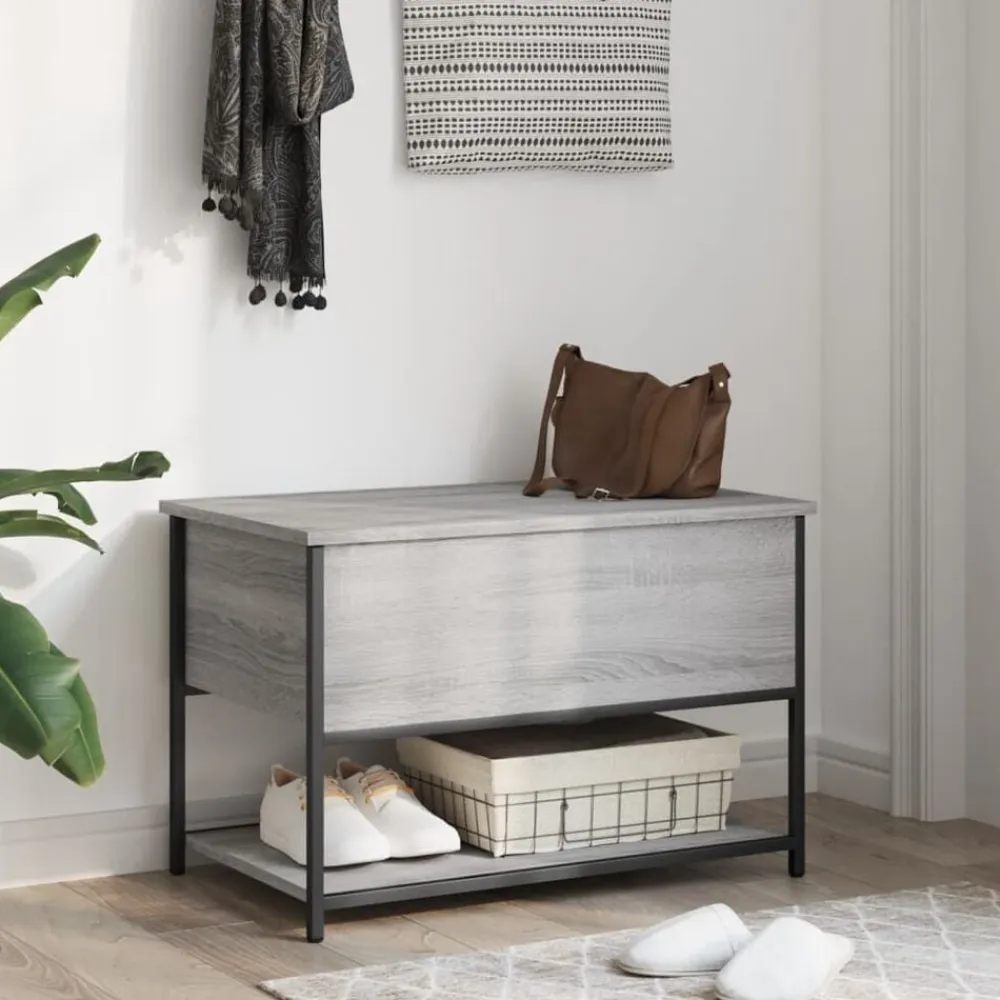 vidaXL Banco de almacenaje madera ingeniería 70x42,5x47 cm Gris sonoma Best