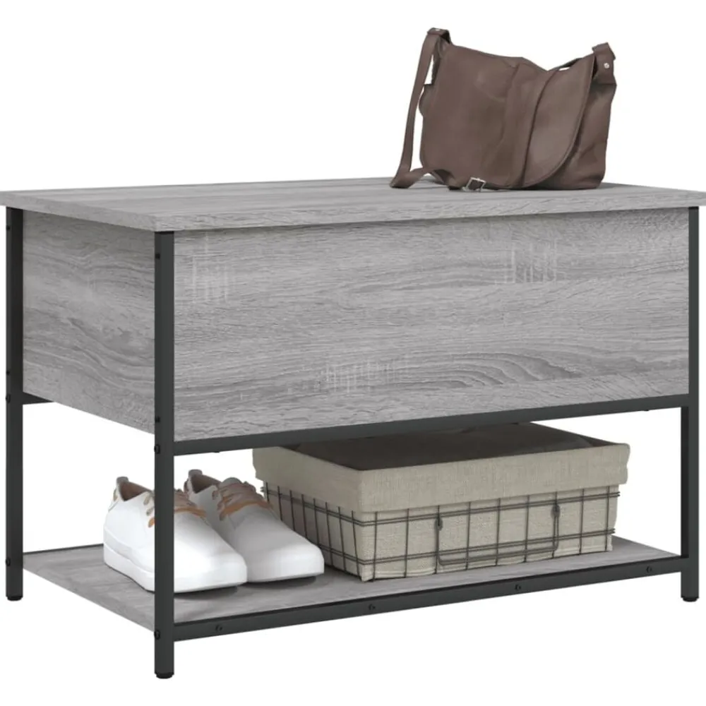 vidaXL Banco de almacenaje madera ingeniería 70x42,5x47 cm Gris sonoma Best