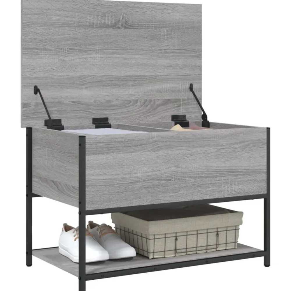 vidaXL Banco de almacenaje madera ingeniería 70x42,5x47 cm Gris sonoma Best