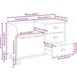 vidaXL Bancos-Banco de almacenamiento con cajón ASKIM Marrón 100 x 39 x 62 cm