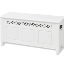 vidaXL Banco de almacenamiento estilo barroco MDF blanco Best