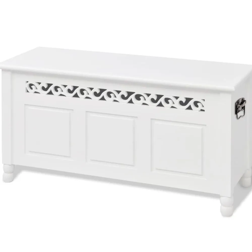 vidaXL Banco de almacenamiento estilo barroco MDF blanco Best