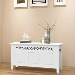 vidaXL Banco de almacenamiento estilo barroco MDF blanco Best