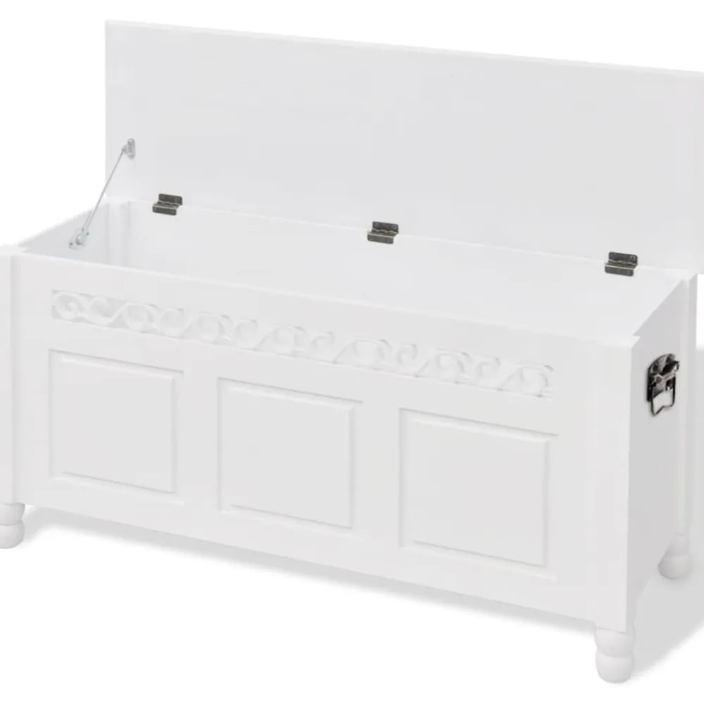 vidaXL Banco de almacenamiento estilo barroco MDF blanco Best