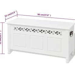 vidaXL Banco de almacenamiento estilo barroco MDF blanco Best