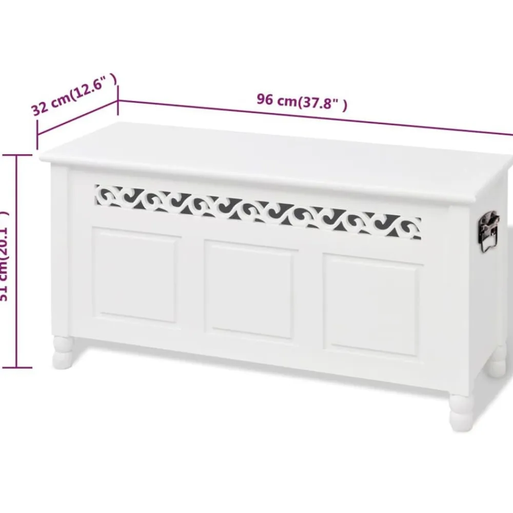 vidaXL Banco de almacenamiento estilo barroco MDF blanco Best