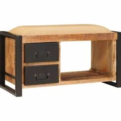 vidaXL Banco de almacenamiento con cajón Marrón Madera maciza de Mango Natural