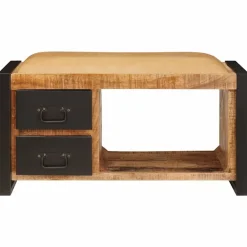 vidaXL Banco de almacenamiento con cajón Marrón Madera maciza de Mango Natural